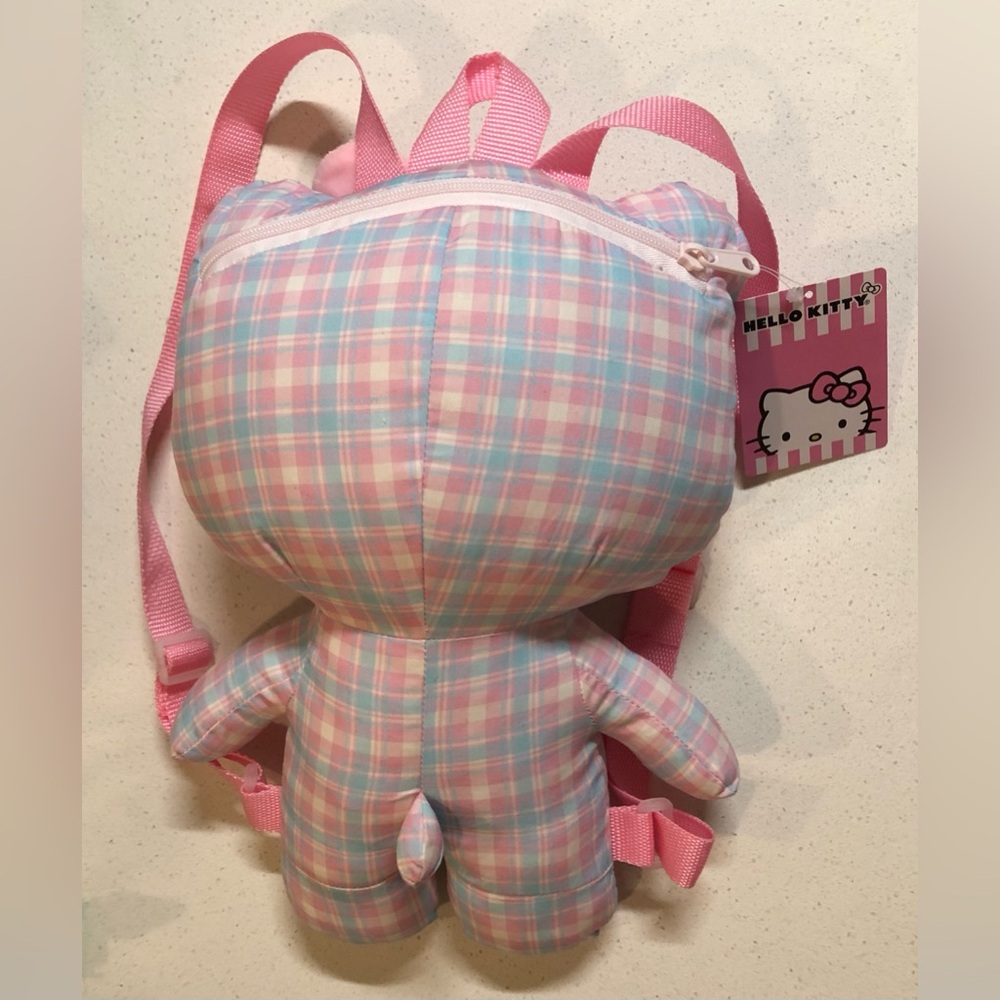 Hello Kitty Plaid Vinyl Plushie Backpack - Picture 3 of 8